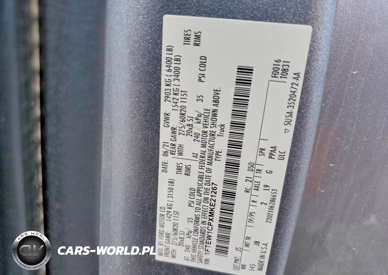 2021 Ford F150 Supercrew VIN:1FTEW1CPXMKE21267 - 12