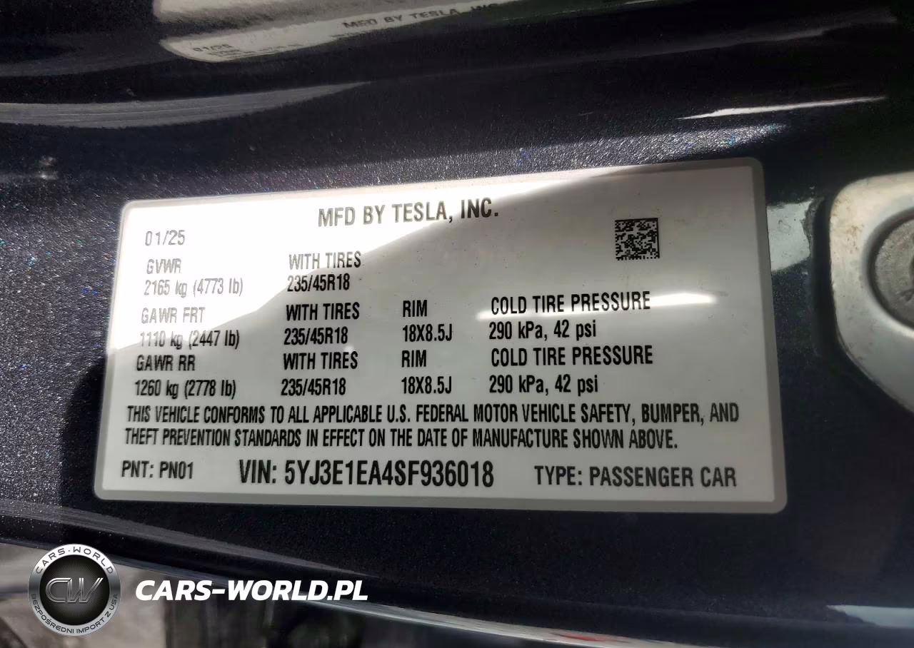 2025 Tesla Model 3 VIN:5YJ3E1EA4SF936018 - 13