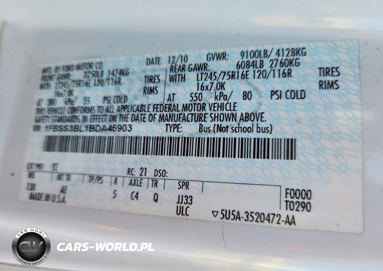 2011 Ford Econoline E350 Super Duty Wagon VIN:1FBSS3BL1BDA46903 - 14