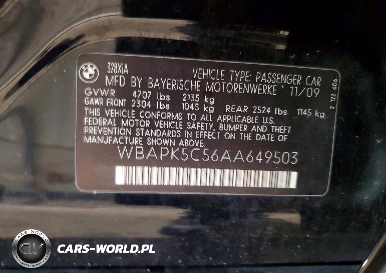 2010 BMW 328 Xi Sulev VIN:WBAPK5C56AA649503 - 12