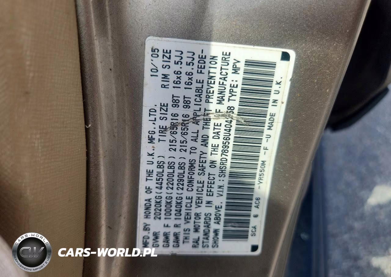 2006 Honda Cr-V Se VIN:SHSRD78956U404258 - 12