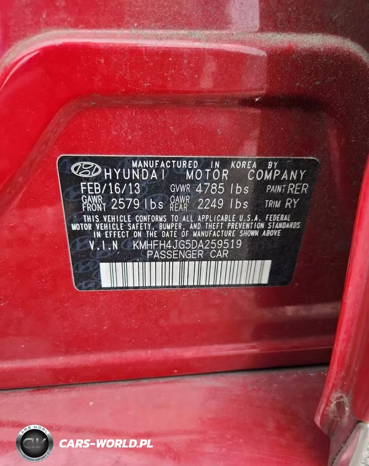 2013 Hyundai Azera Base VIN:KMHFH4JG5DA259519 - 12