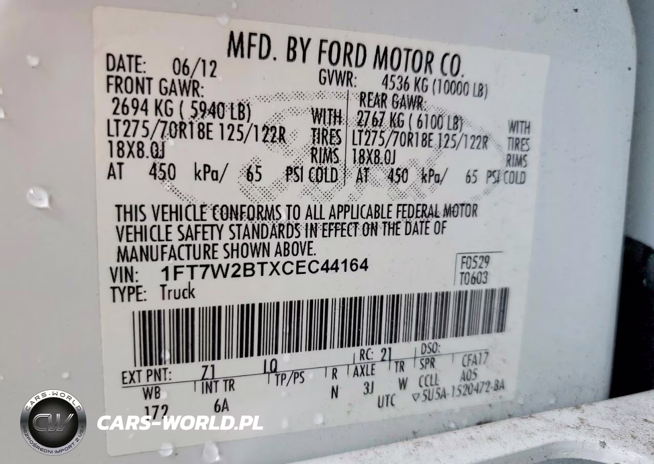 2012 Ford F250 Super Duty VIN:1FT7W2BTXCEC44164 - 12