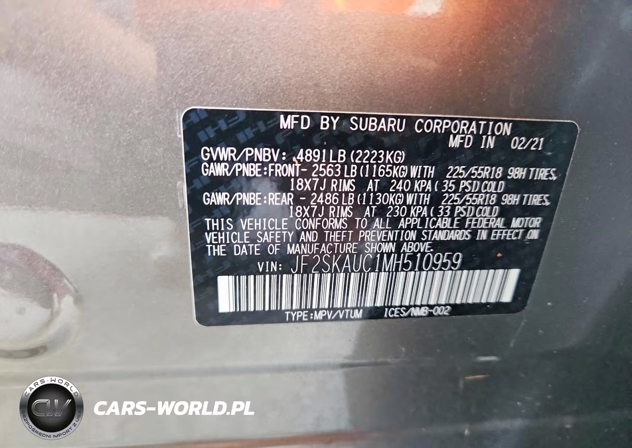 2021 Subaru Forester Limited VIN:JF2SKAUC1MH510959 - 12