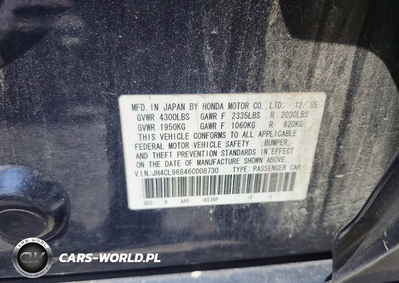 2006 Acura Tsx VIN:JH4CL96846C008730 - 13
