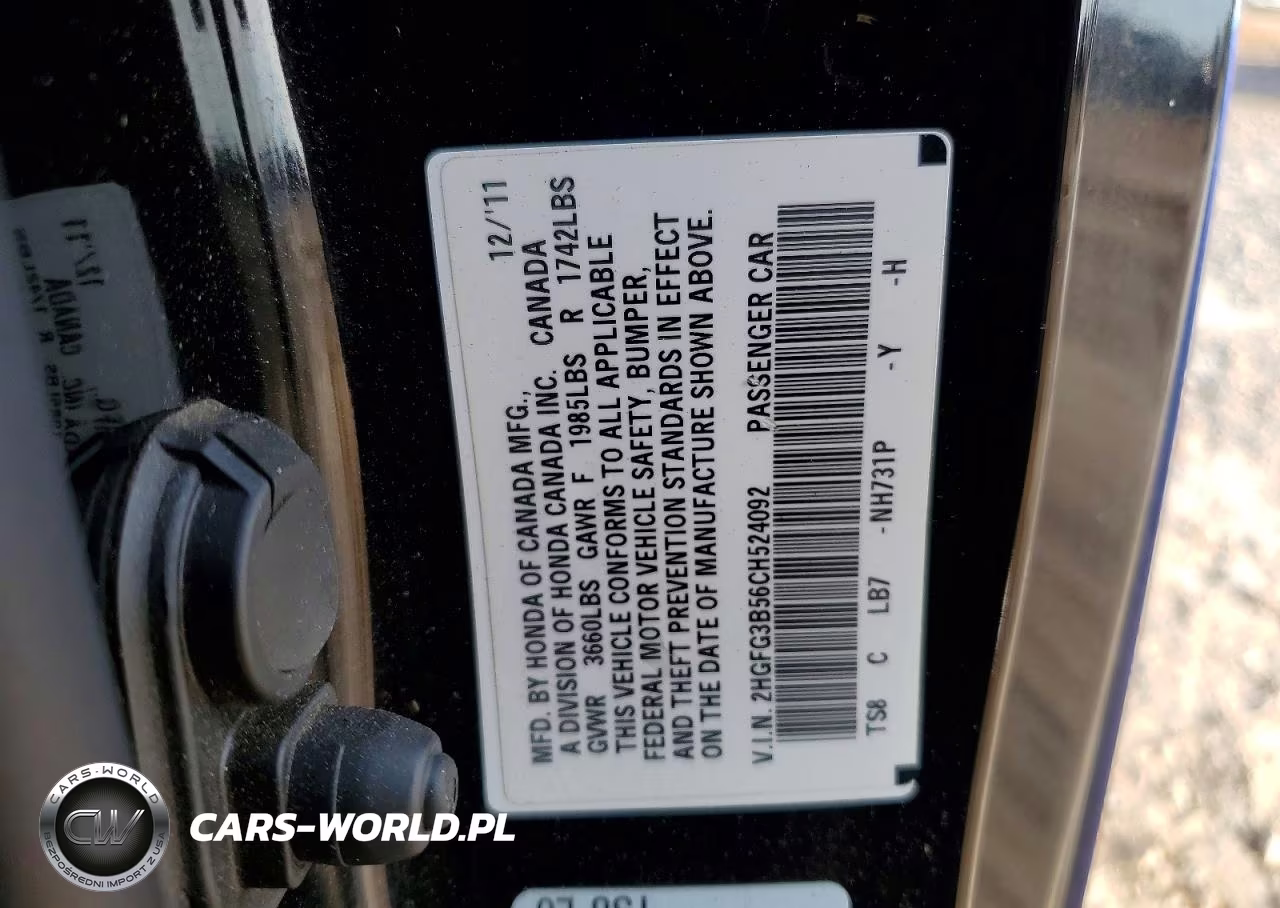 2012 Honda Civic Lx VIN:2HGFG3B56CH524092 - 12
