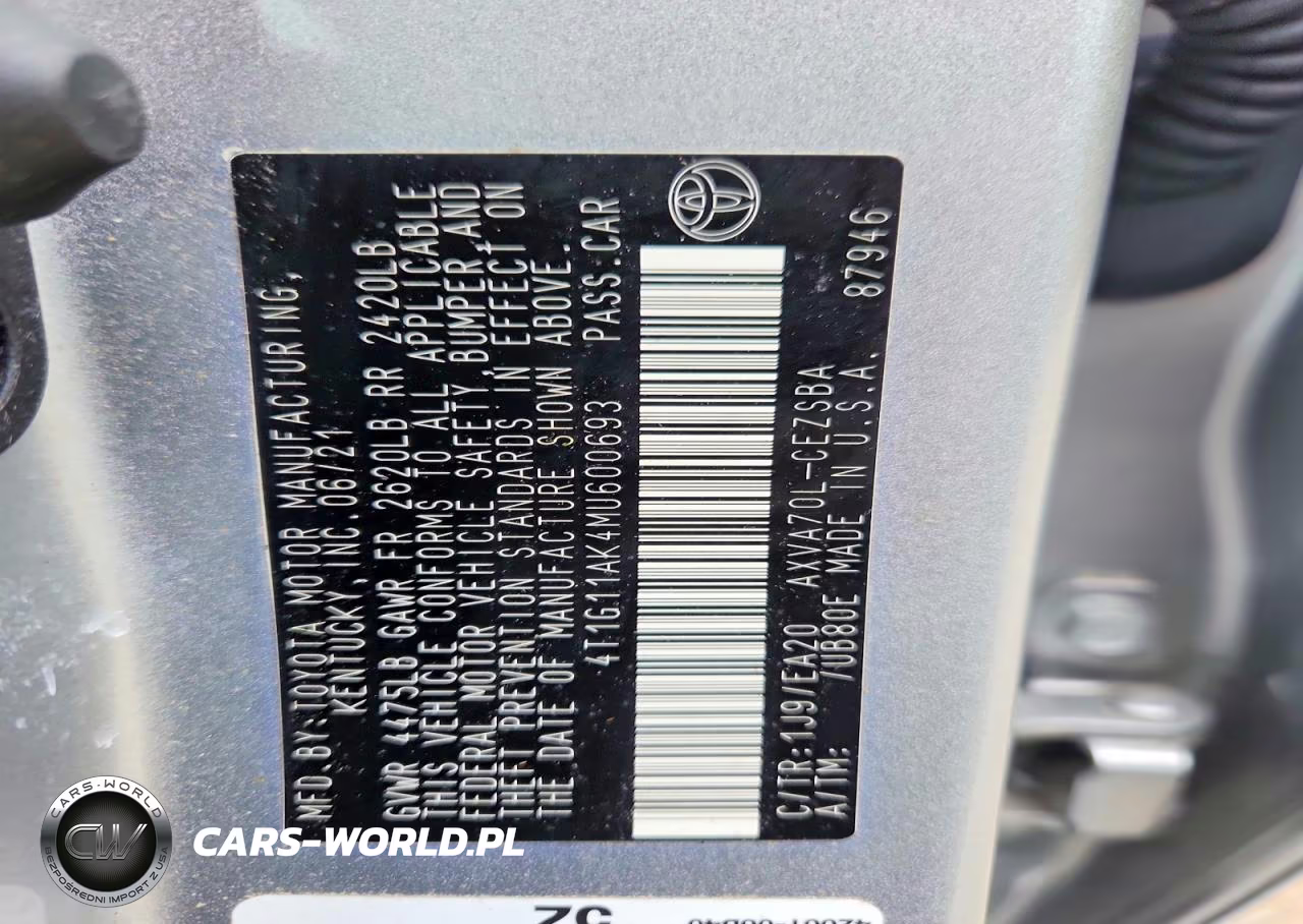 2021 Toyota Camry Se VIN:4T1G11AK4MU600693 - 12
