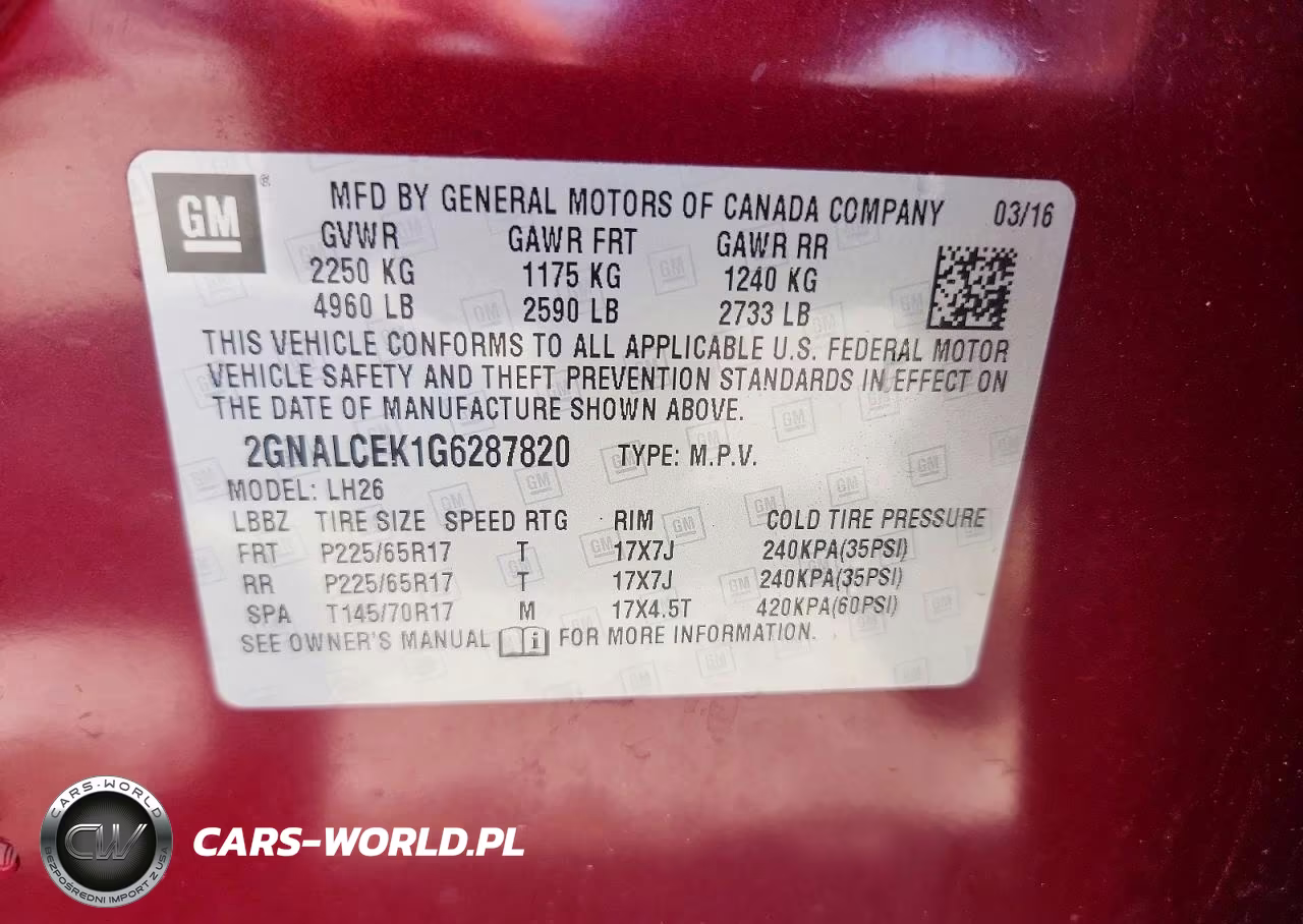 2016 Chevrolet Equinox Lt VIN:2GNALCEK1G6287820 - 14