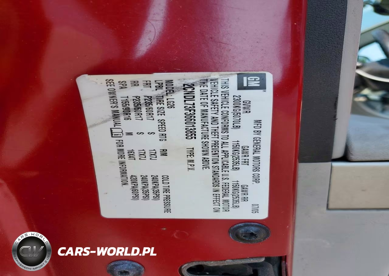 2006 CHEVROLET EQUINOX LT VIN:2CNDL73F366013855 - 13