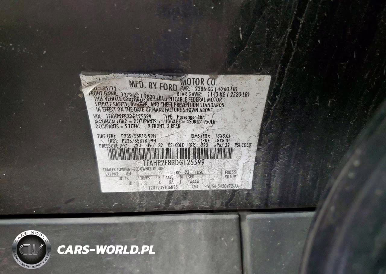 2013 Ford Taurus Sel VIN:1FAHP2E83DG125599 - 12