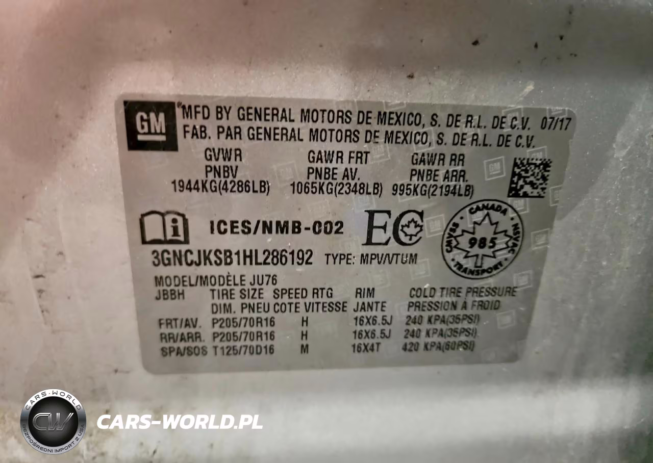 2017 Chevrolet Trax Ls VIN:3GNCJKSB1HL286192 - 13