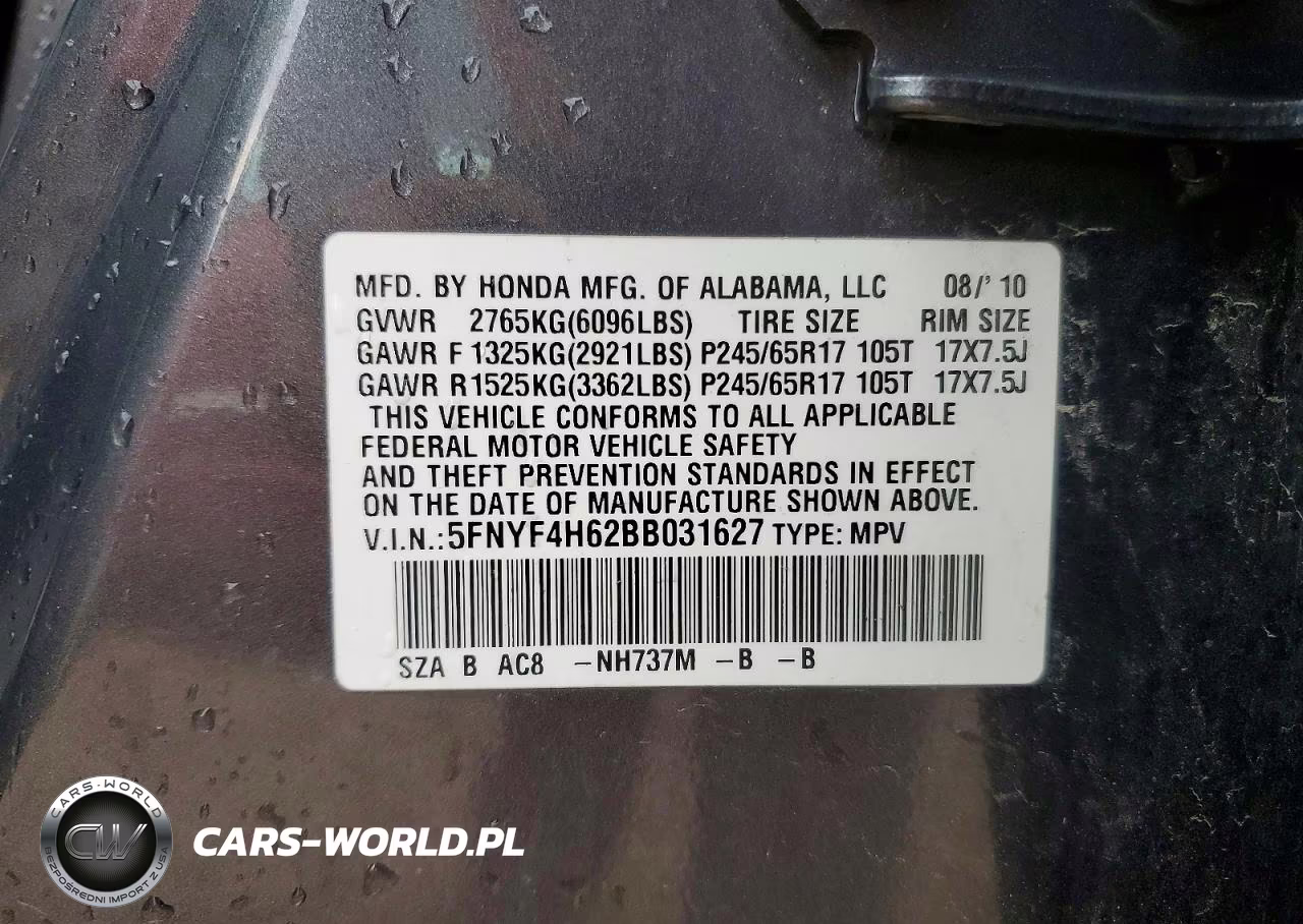 2011 Honda Pilot Exl VIN:5FNYF4H62BB031627 - 13