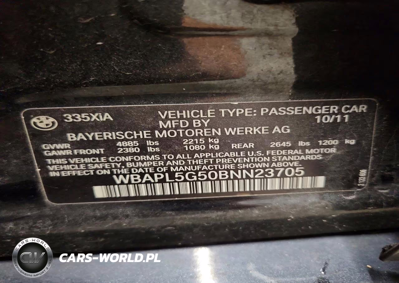 2011 BMW 335 Xi VIN:WBAPL5G50BNN23705 - 12