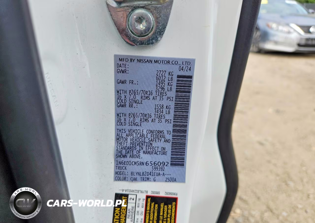 2024 Nissan Frontier Sv VIN:1N6ED1CM5RN656092 - 12