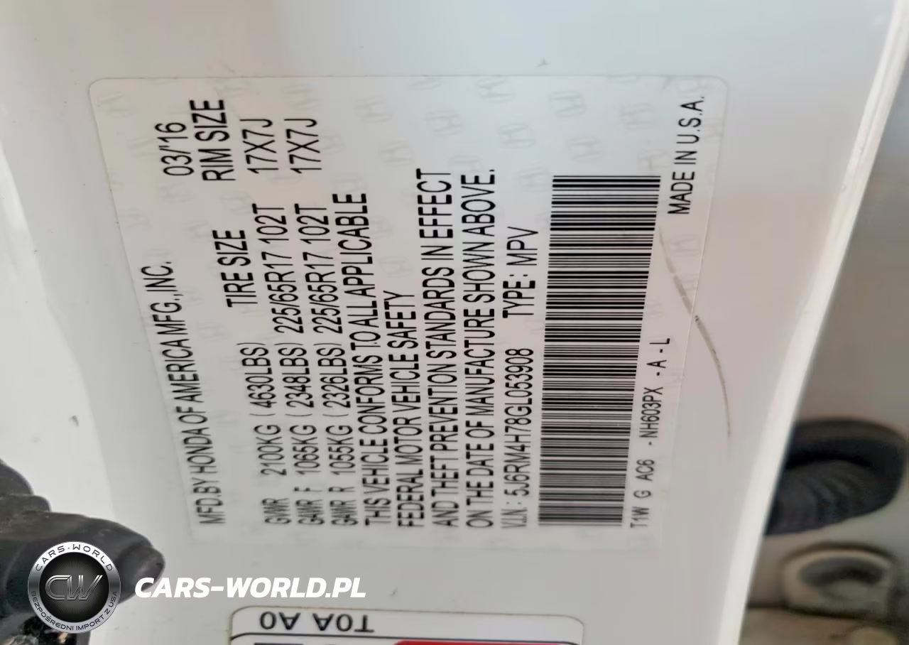 2016 Honda Cr-V Exl VIN:5J6RM4H78GL053908 - 13