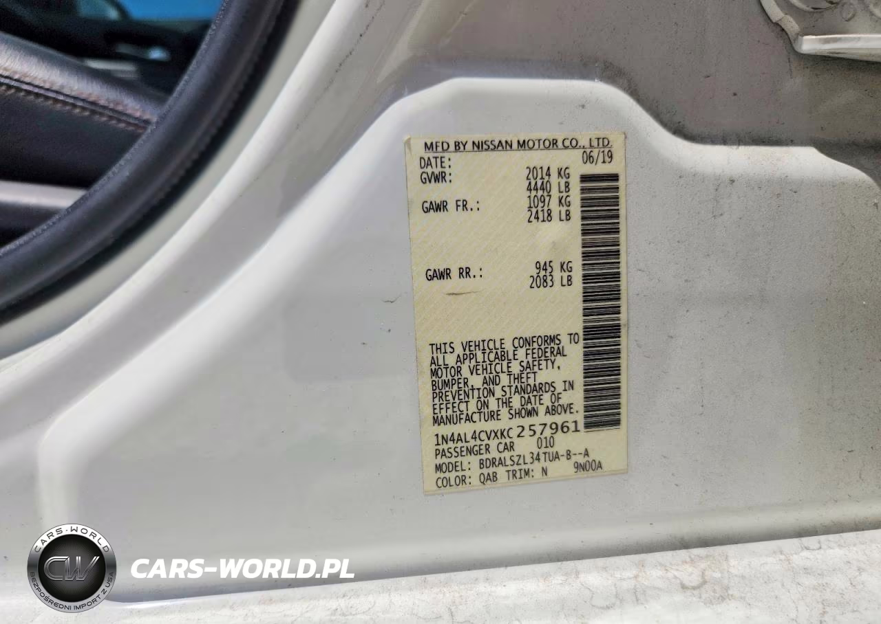 2019 Nissan Altima Sr VIN:1N4AL4CVXKC257961 - 13