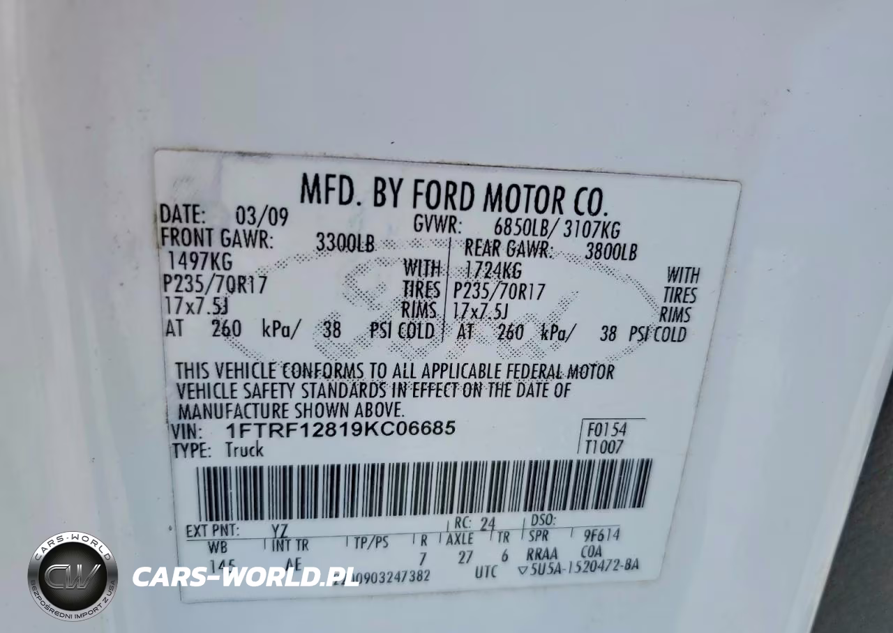 2009 Ford F150 Xl VIN:1FTRF12819KC06685 - 12