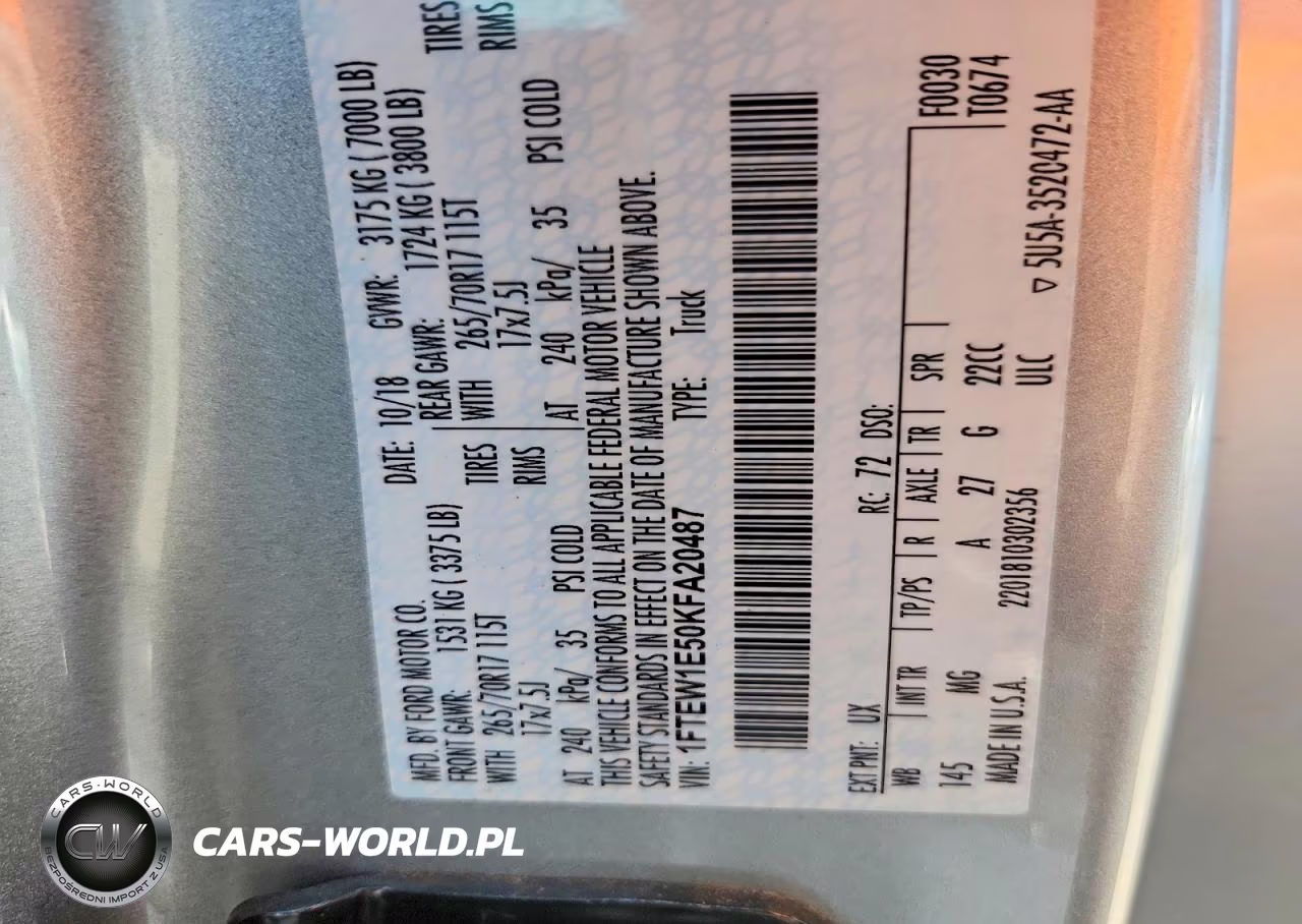2019 Ford F150 Supercrew VIN:1FTEW1E50KFA20487 - 12