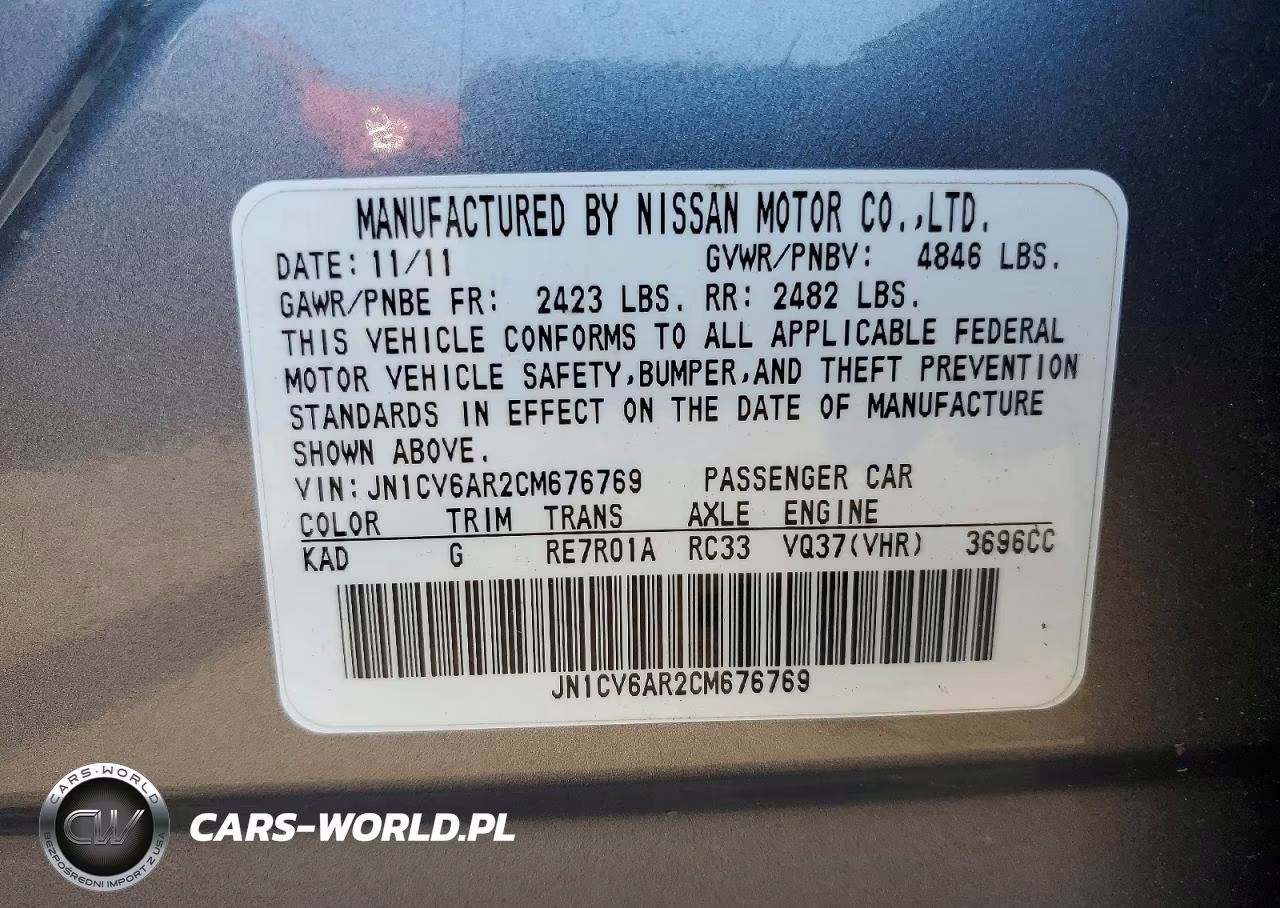 2012 Infiniti G37 Sedan X VIN:JN1CV6AR2CM676769 - 12