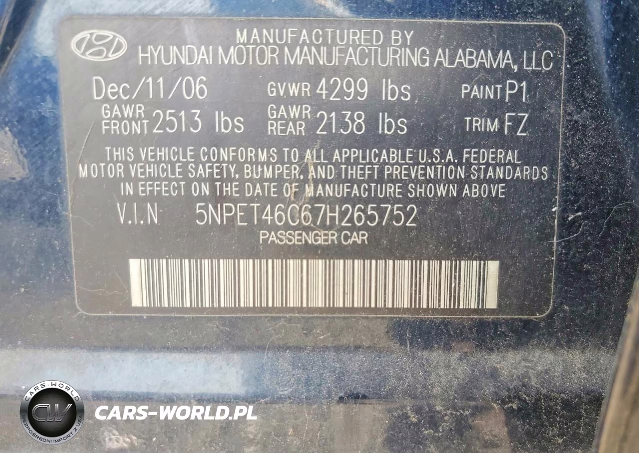 2007 Hyundai Sonata Gls VIN:5NPET46C67H265752 - 12