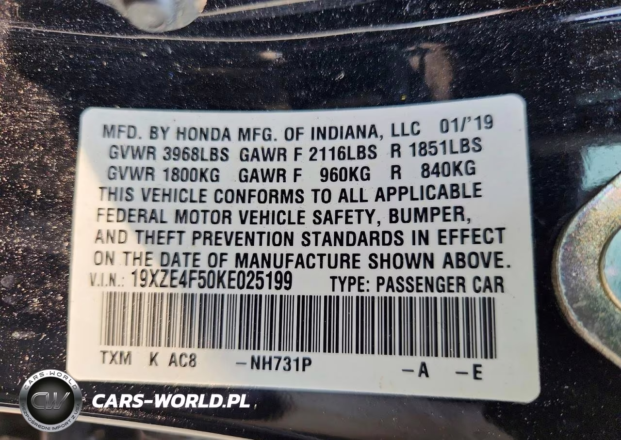2019 Honda Insight Ex VIN:19XZE4F50KE025199 - 13