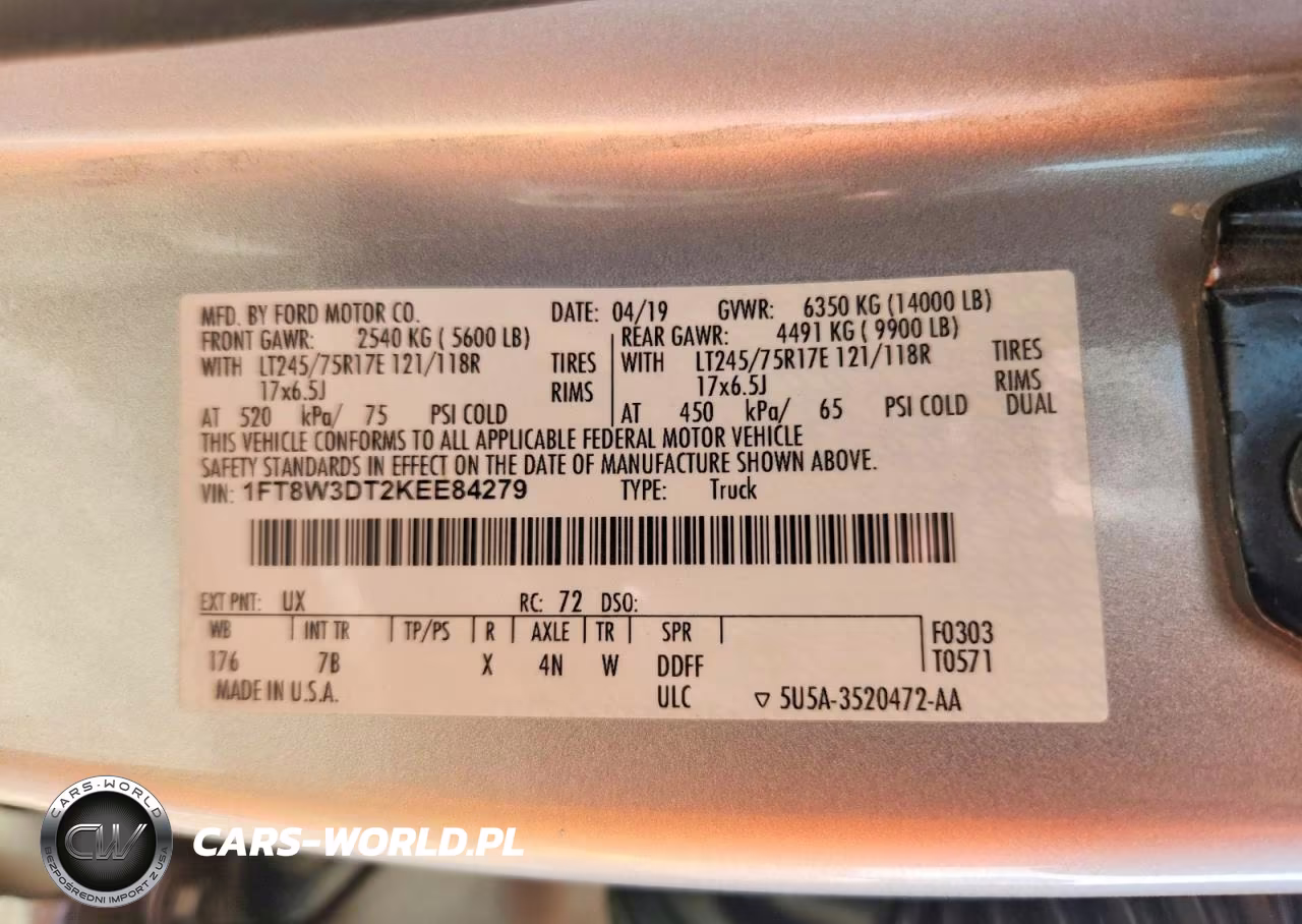 2019 Ford F350 Super Duty VIN:1FT8W3DT2KEE84279 - 13