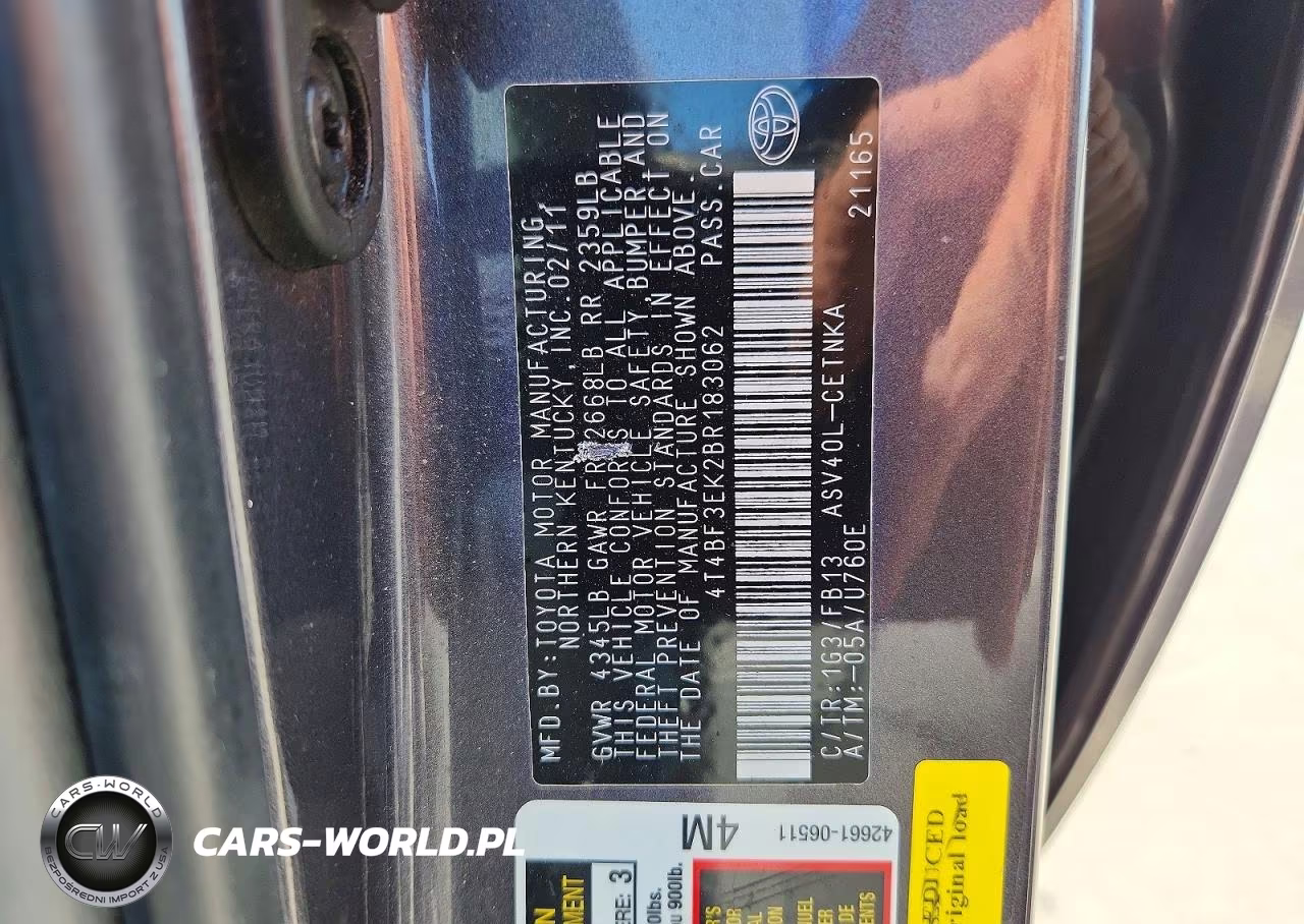 2011 Toyota Camry Le VIN:4T4BF3EK2BR183062 - 12