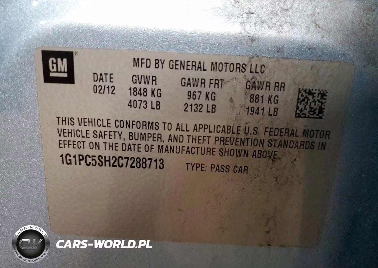 2012 Chevrolet Cruze Ls VIN:1G1PC5SH2C7288713 - 12