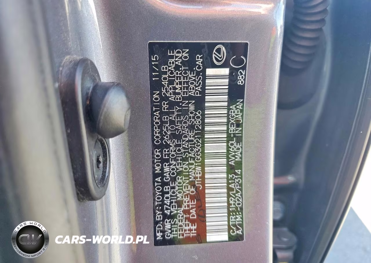 2016 Lexus Es 300H VIN:JTHBW1GG3G2112806 - 12