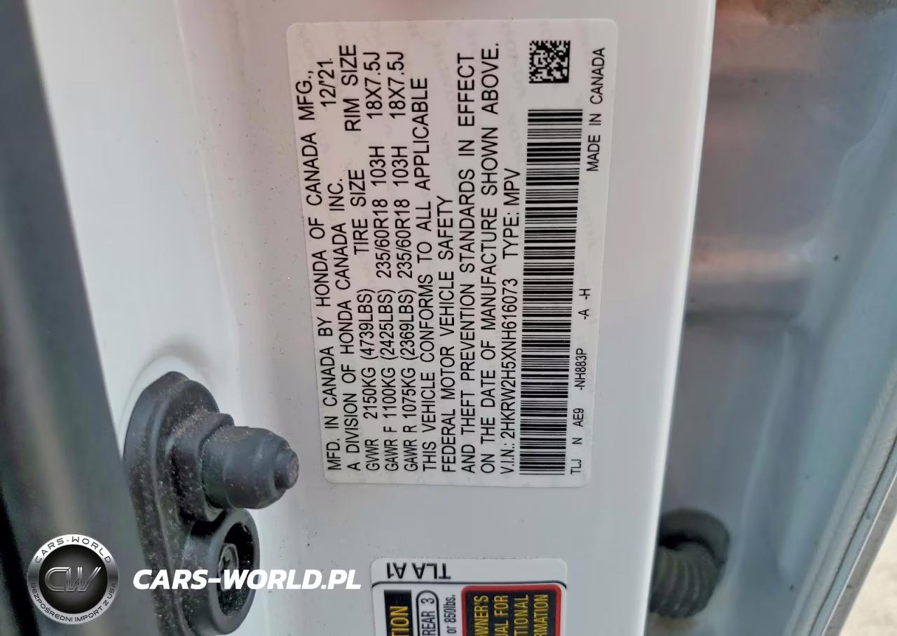 2022 Honda Cr-V Ex VIN:2HKRW2H5XNH616073 - 13