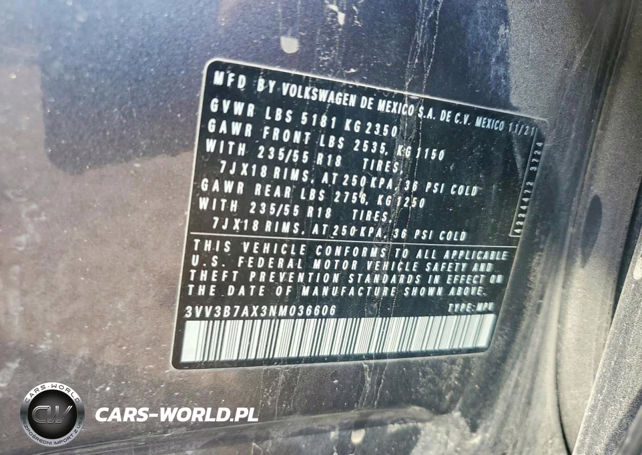 2022 Volkswagen Tiguan Se VIN:3VV3B7AX3NM036606 - 13