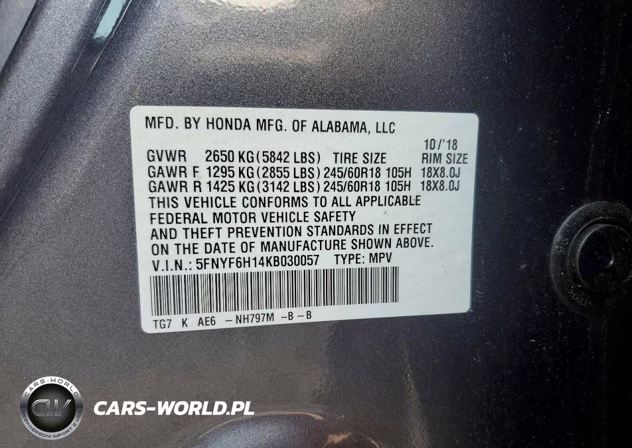 2019 Honda Pilot Lx VIN:5FNYF6H14KB030057 - 13