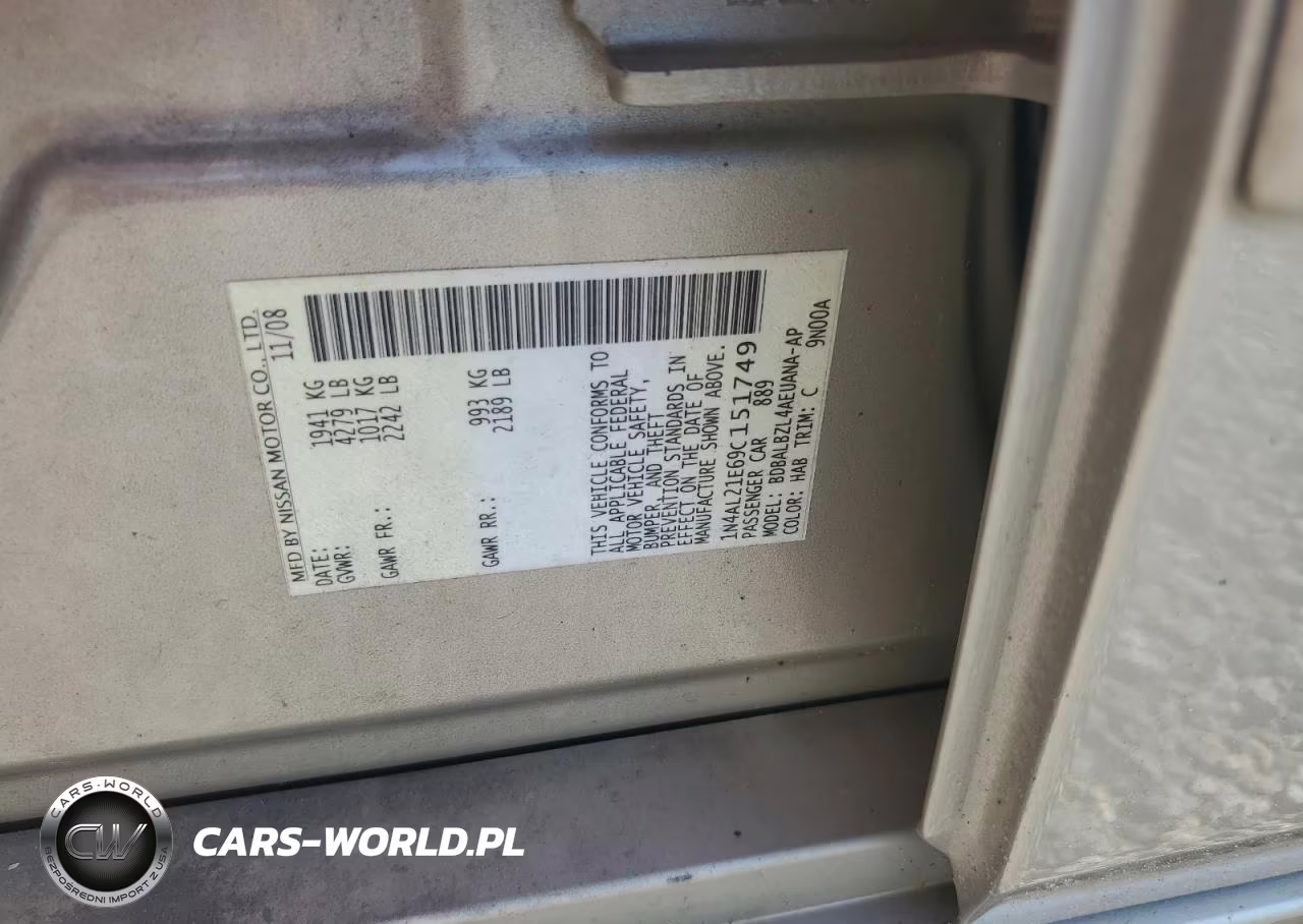 2009 Nissan Altima 2.5 VIN:1N4AL21E69C151749 - 12