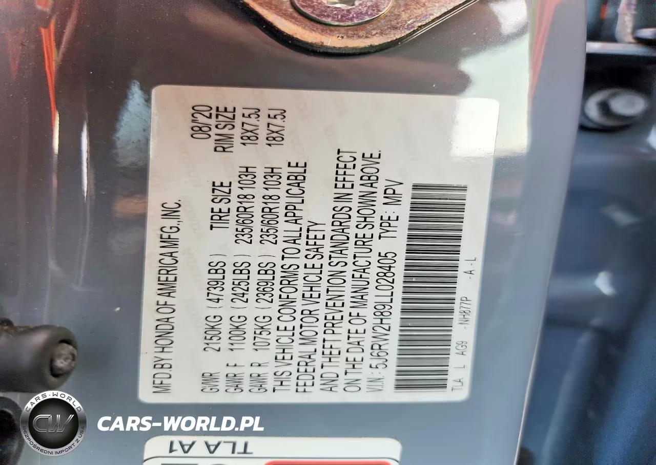 2020 Honda Cr-V Exl VIN:5J6RW2H89LL028405 - 13