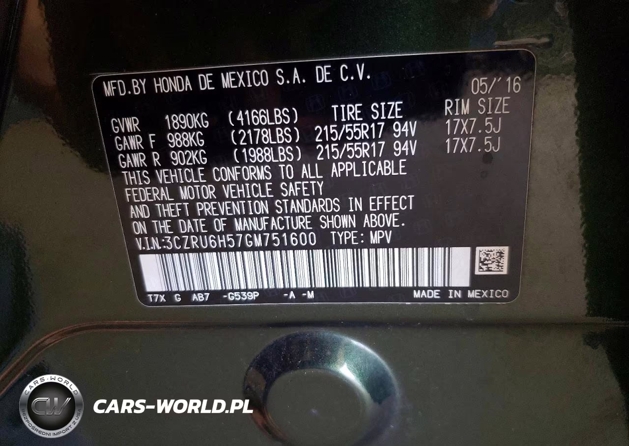 2016 Honda Hr-V Ex VIN:3CZRU6H57GM751600 - 14