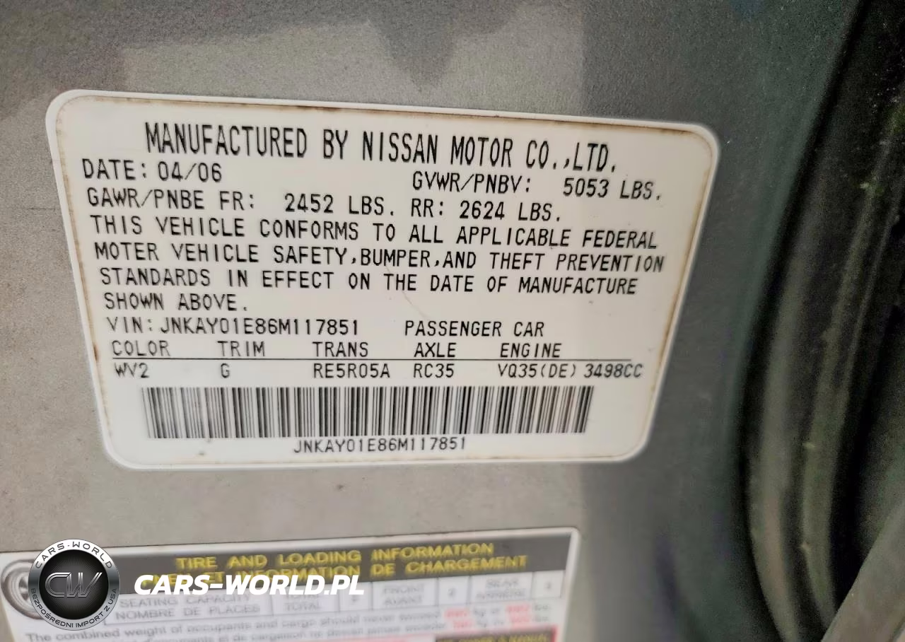 2006 Infiniti M35 Base VIN:JNKAY01E86M117851 - 12