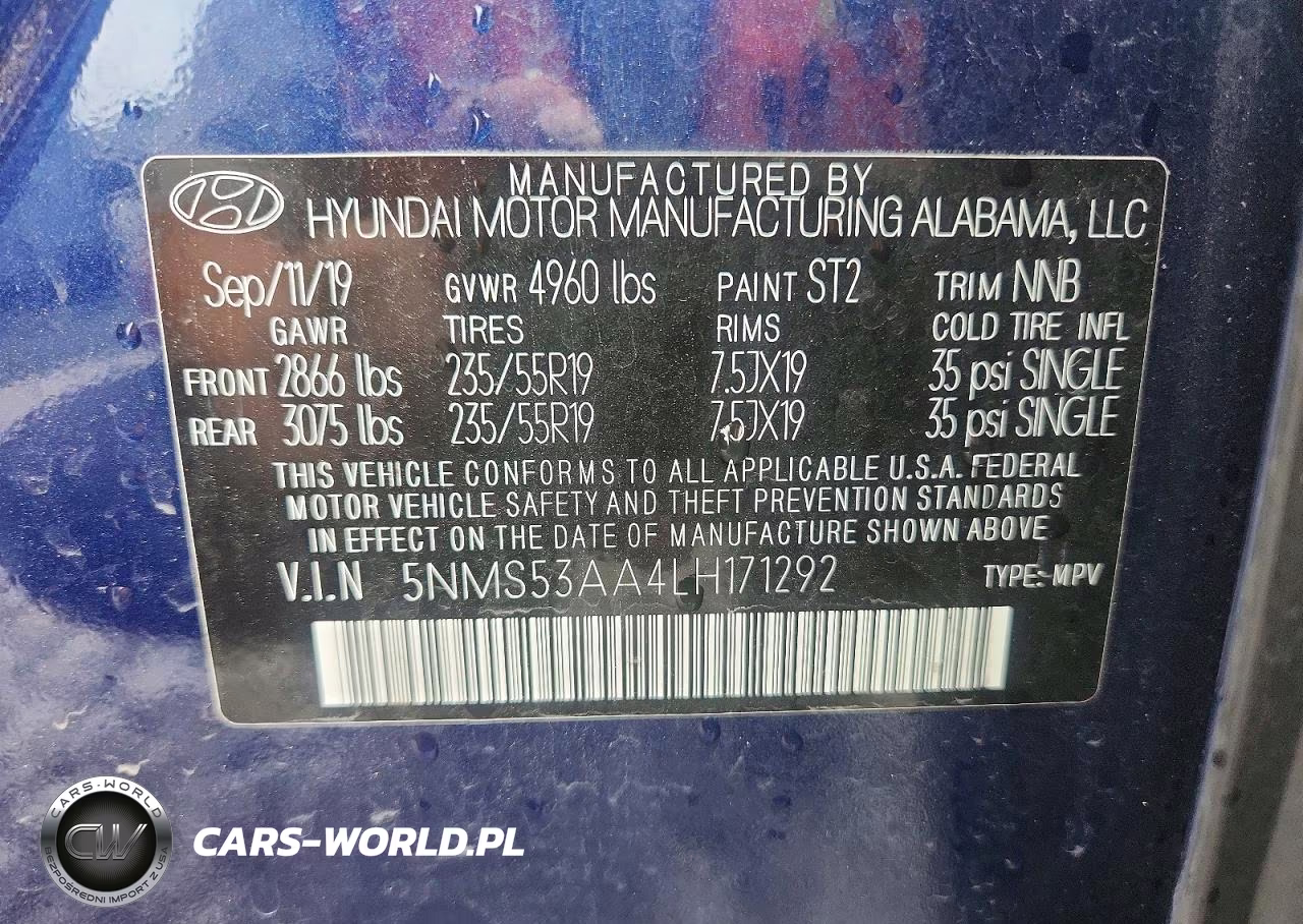 2020 Hyundai Santa Fe Limited 2.0T VIN:5NMS53AA4LH171292 - 14