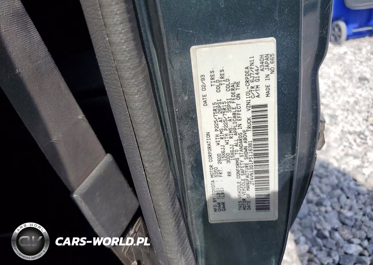 1993 Toyota Pickup Deluxe V6 VIN:JT4VN13D1P5116381 - 12