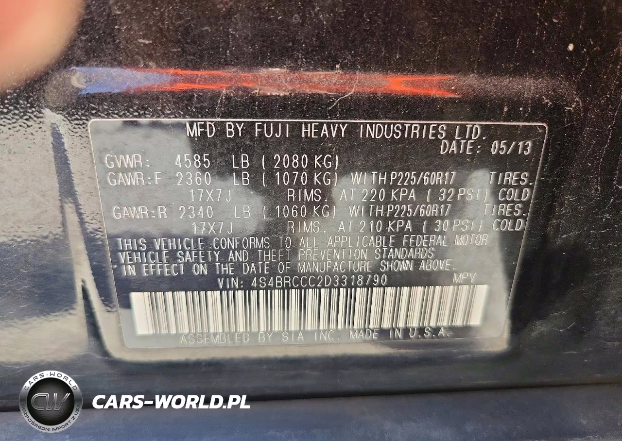 2013 Subaru Outback 2.5I Premium VIN:4S4BRCCC2D3318790 - 14