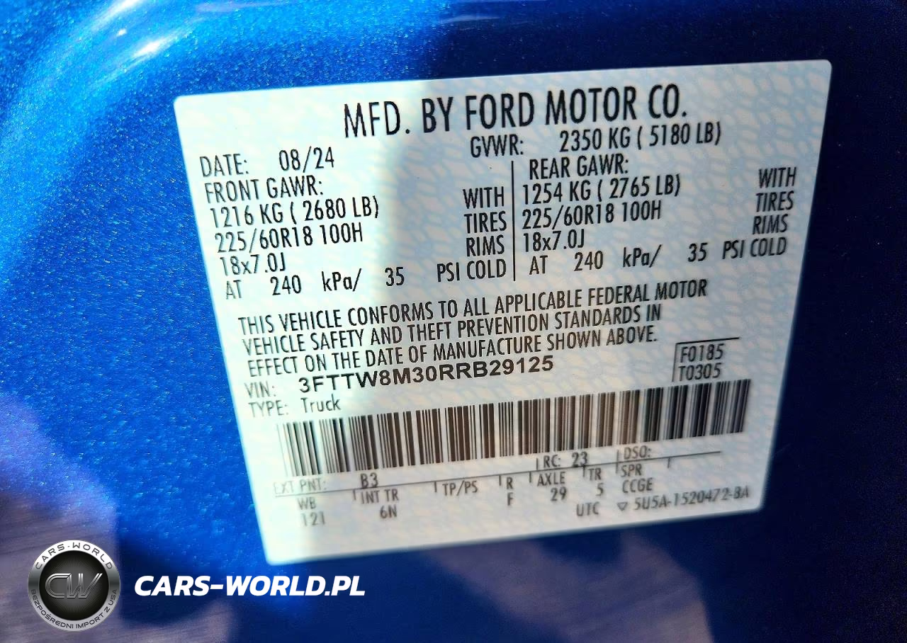 2024 Ford Maverick Lariat VIN:3FTTW8M30RRB29125 - 13