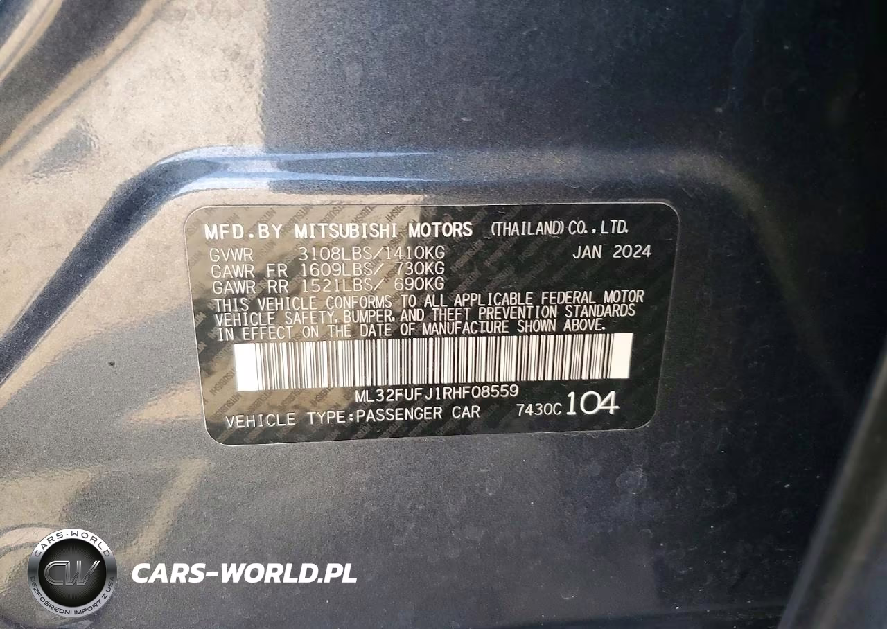 2024 Mitsubishi Mirage G4 Es VIN:ML32FUFJ1RHF08559 - 12