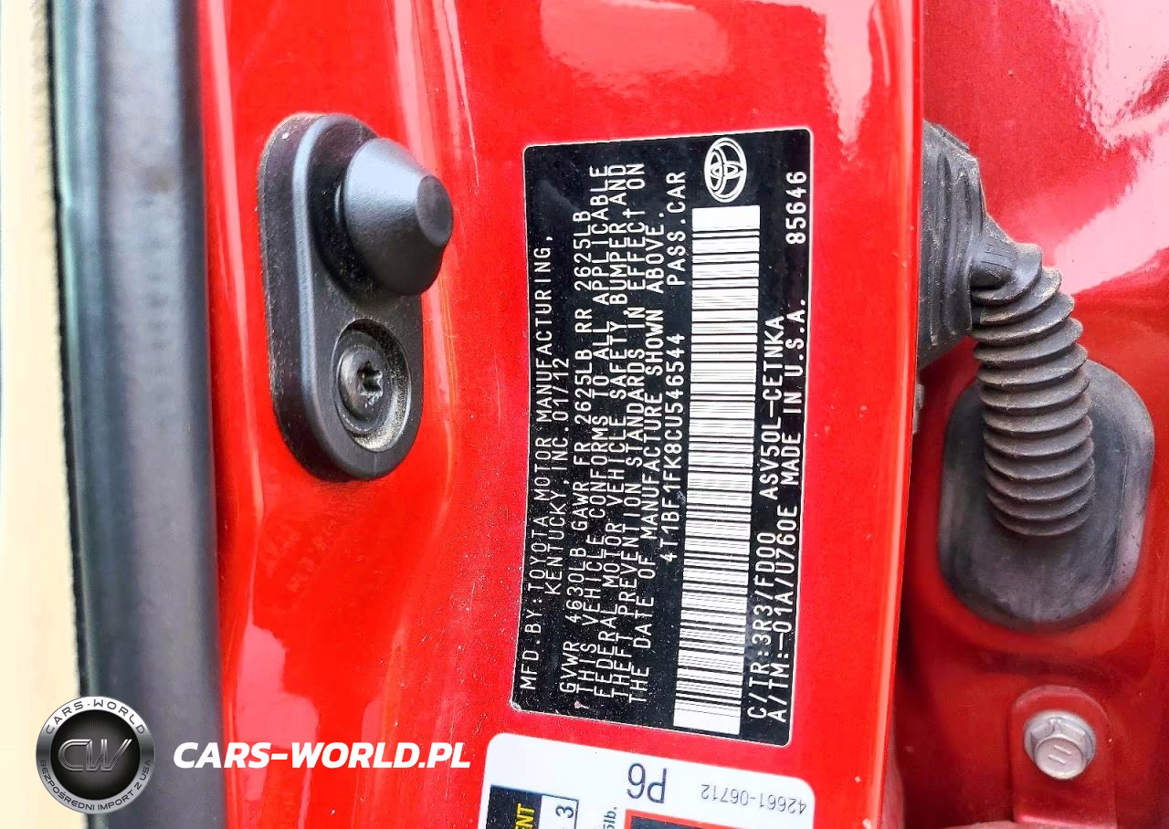 2012 Toyota Camry Base VIN:4T1BF1FK8CU546544 - 12