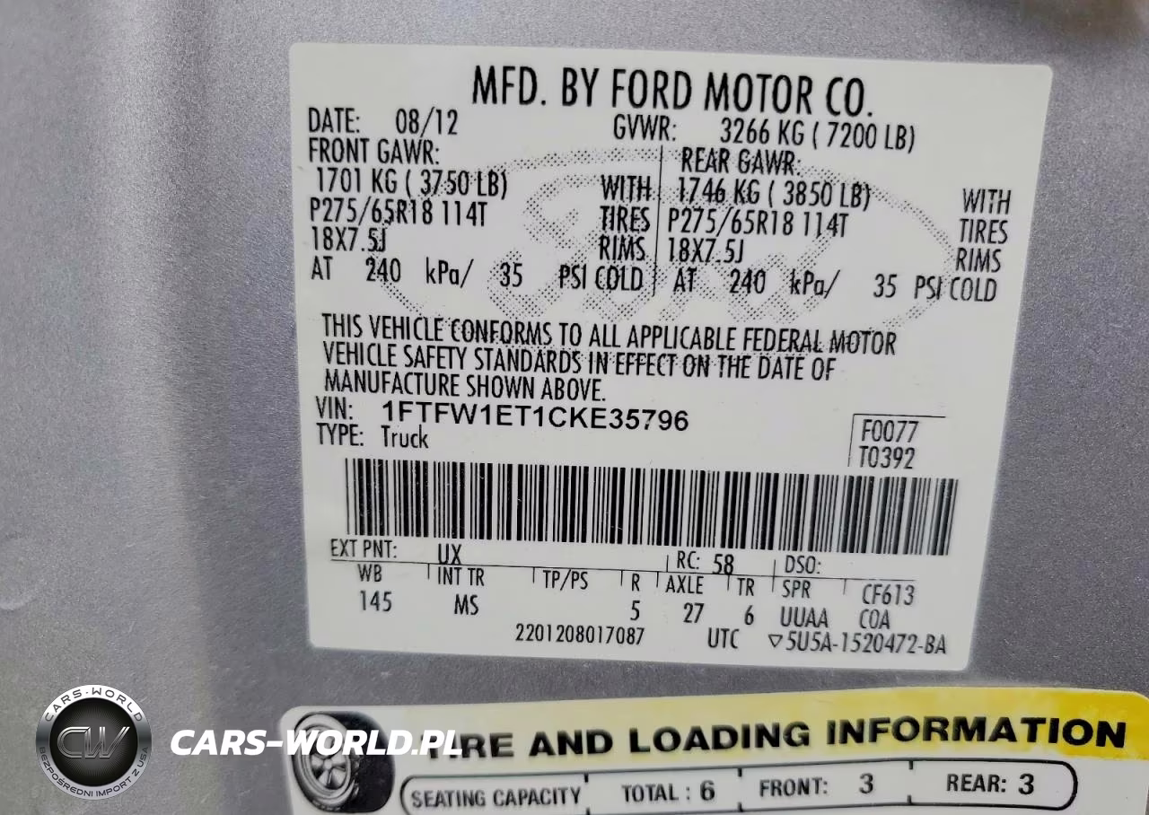 2012 Ford F150 Supercrew VIN:1FTFW1ET1CKE35796 - 12