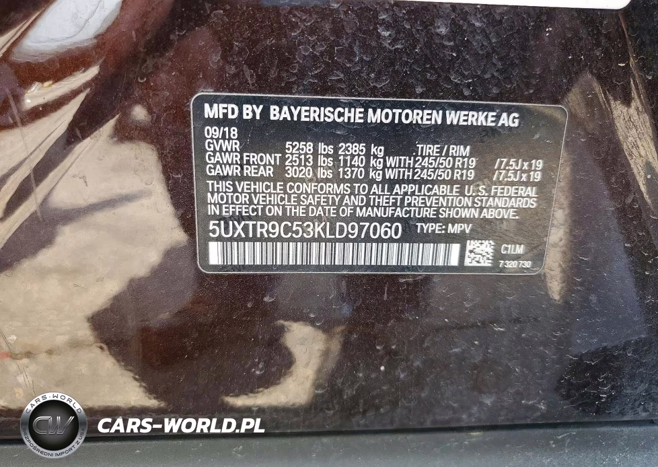 2019 BMW X3 xDrive30I VIN:5UXTR9C53KLD97060 - 13