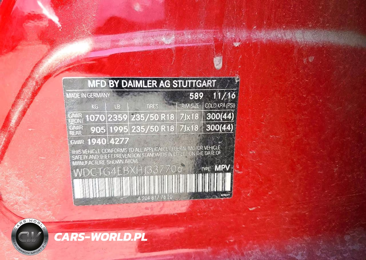 2017 Mercedes-Benz Gla 250 VIN:WDCTG4EBXHJ337706 - 12