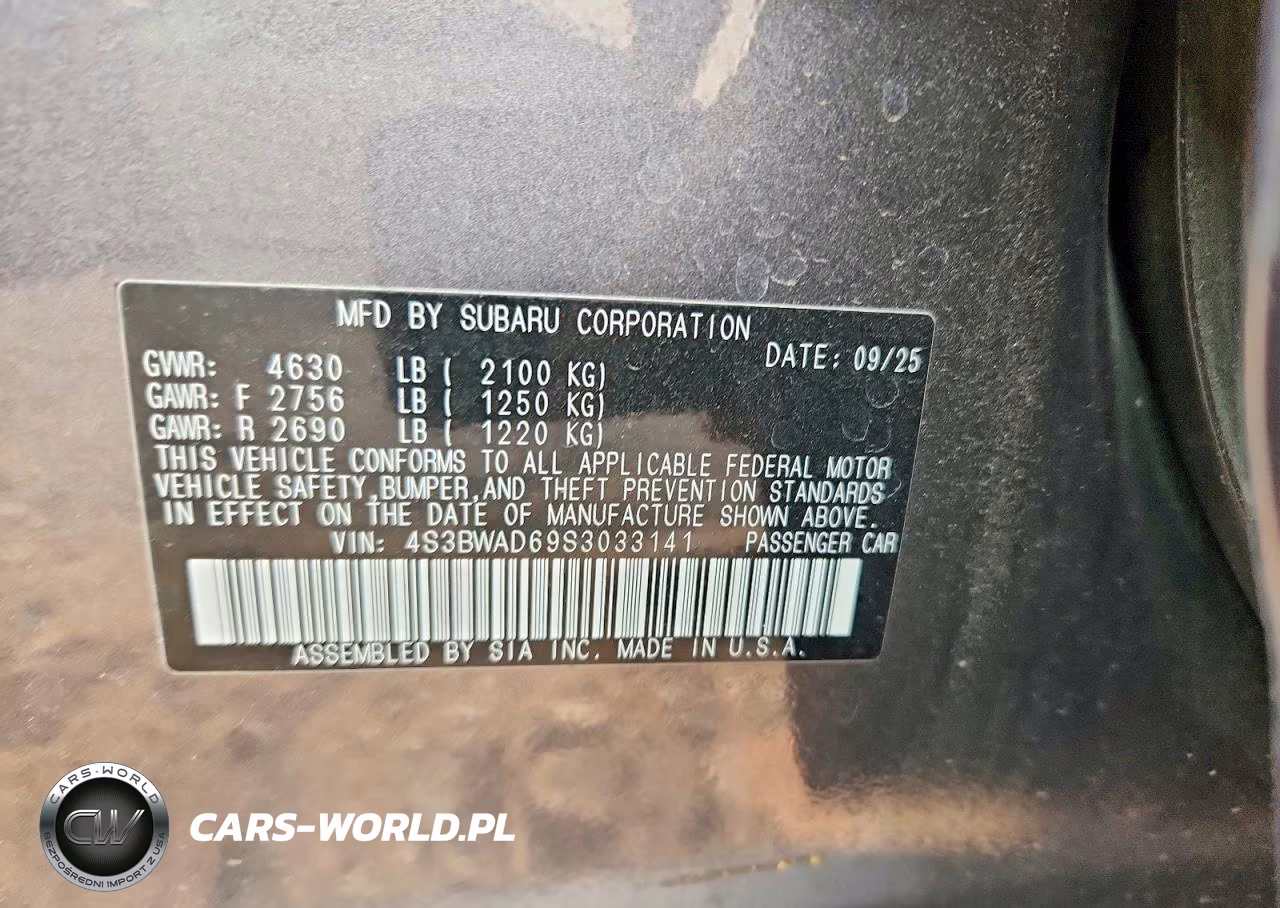 2025 Subaru Legacy Premium VIN:4S3BWAD69S3033141 - 13