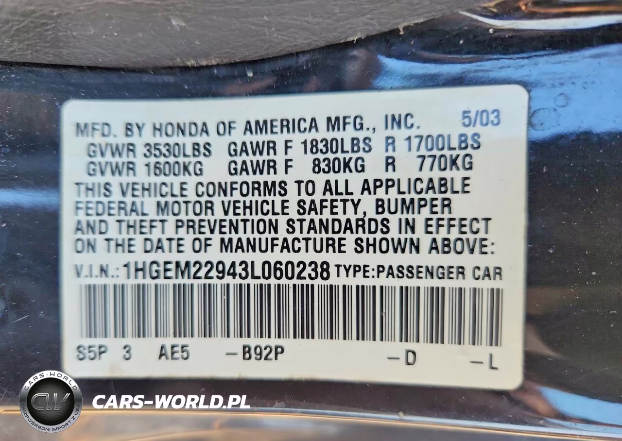 2003 Honda Civic Ex VIN:1HGEM22943L060238 - 12