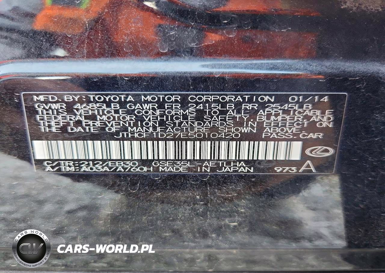 2014 Lexus Is 250 VIN:JTHCF1D27E5010420 - 12