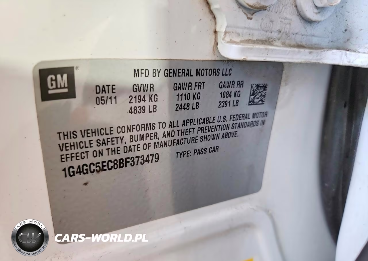 2011 Buick Lacrosse Cxl VIN:1G4GC5EC8BF373479 - 12