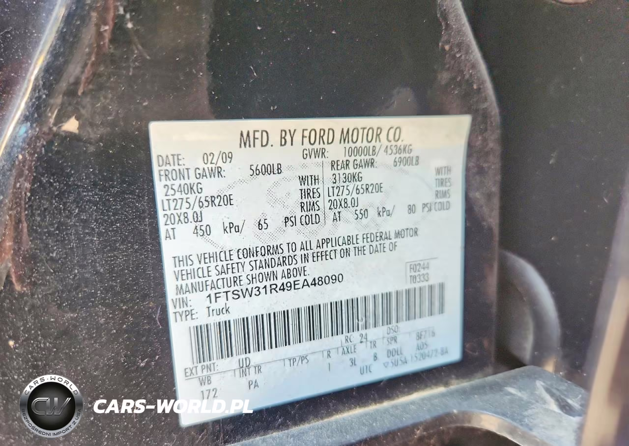 2009 Ford F350 VIN:1FTSW31R49EA48090 - 12